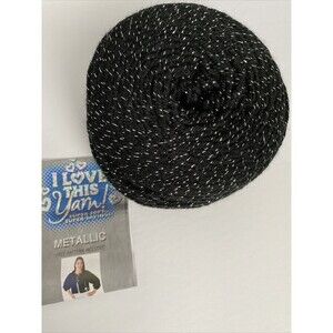 I LOVE THIS YARN BLACK and Silver METALLIC  10oz NEW Hobby Lobby 504 Yds
